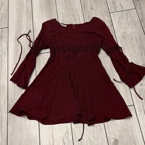 Anna Deep Burgundy Lace Bohemian Dress
